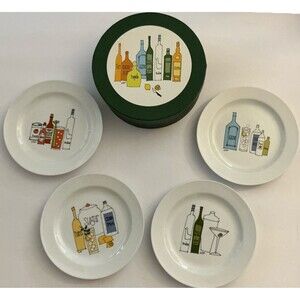 VINTAGE Signature Housewares Porcelain 6.75" Appetizer Plates Liquor Set of 4